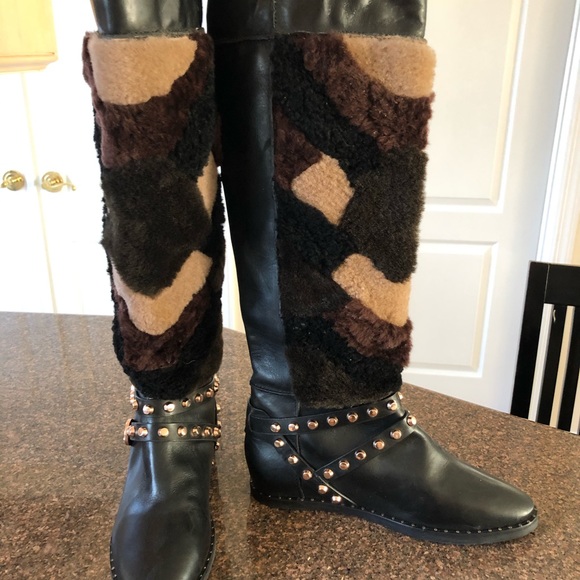 Ivy Kirzhner Shoes - IVY KIRZHNER ladies black sheep fur tall boots-7